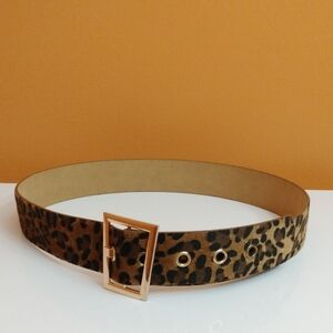 Cato Leopard Pattern Belt with Gold-Tone Buckle